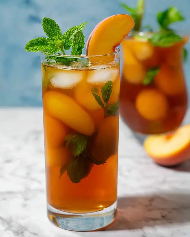 Peach Iced Tea with Fresh Mint and Lemon Recipe