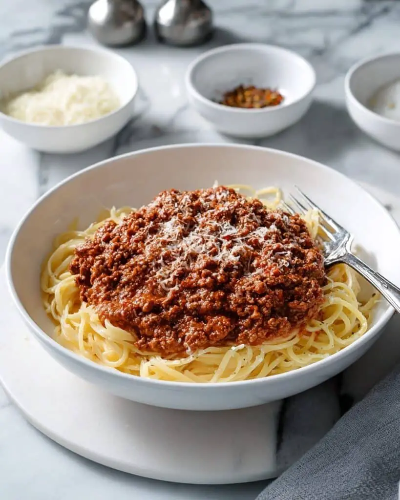 Spaghetti with Rich Meat Sauce and Spiced Tomato Base Recipe