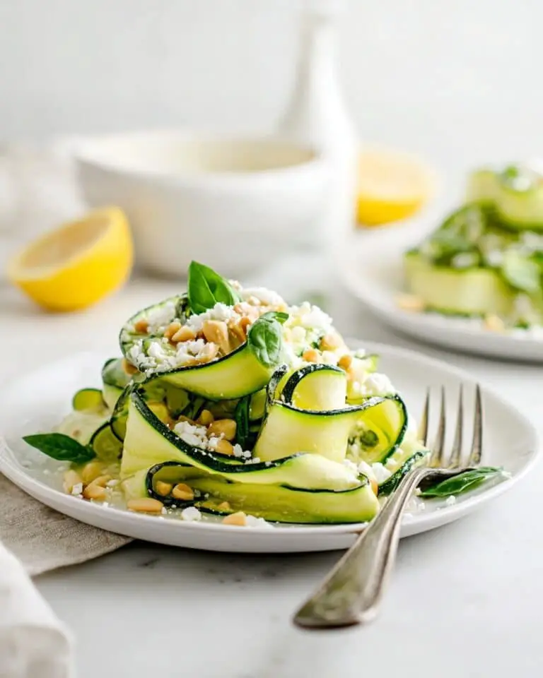 Lemon Zucchini Salad with Feta, Pine Nuts, and Basil Recipe
