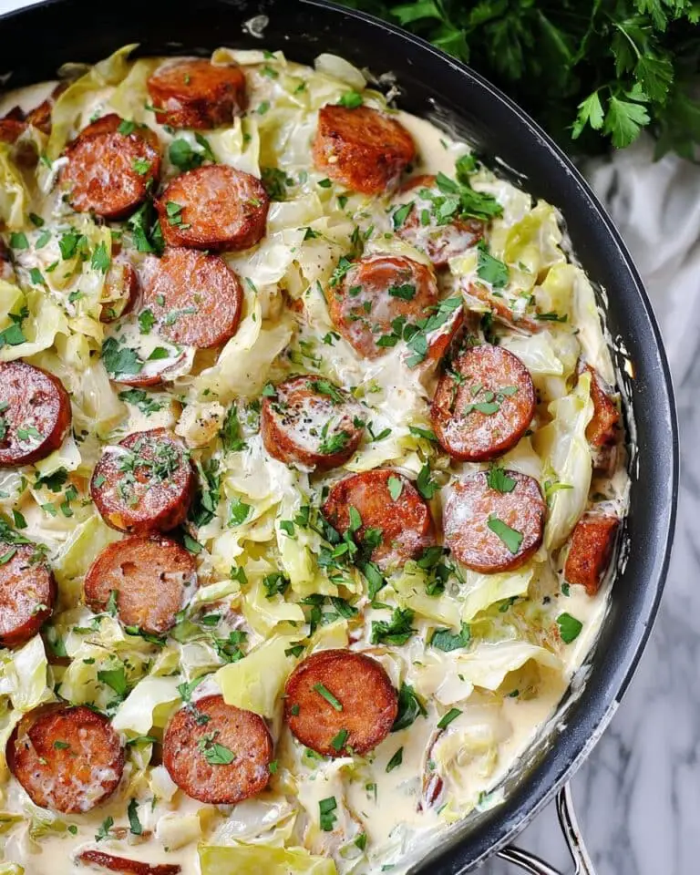 Keto TikTok Cajun Sausage and Cabbage Alfredo Recipe