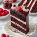 Chocolate Raspberry Cake with Raspberry Buttercream and Fudge Frosting Recipe