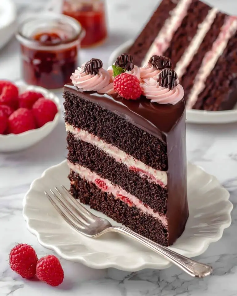 Chocolate Raspberry Cake with Raspberry Buttercream and Fudge Frosting Recipe