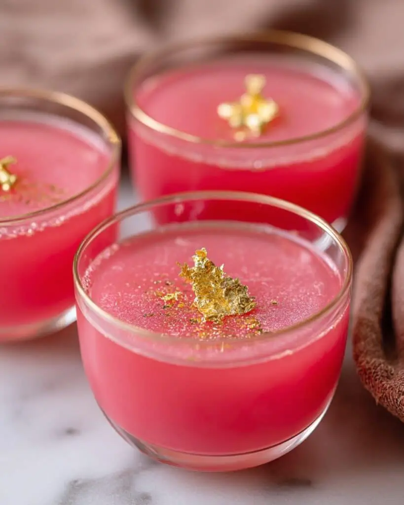 Rose-Infused Pink Agar Agar Jelly with Edible Gold Flakes Recipe