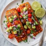 Baked Cilantro Lime Salmon with Avocado Salsa Recipe