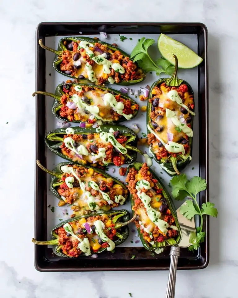 Turkey Stuffed Poblano Peppers with Avocado Crema Recipe