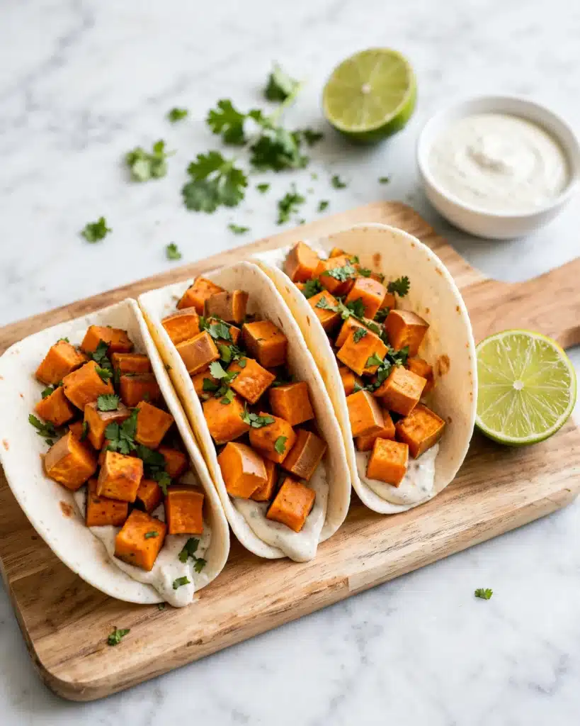 Sweet Potato Tacos with Cilantro Yogurt Sauce Recipe