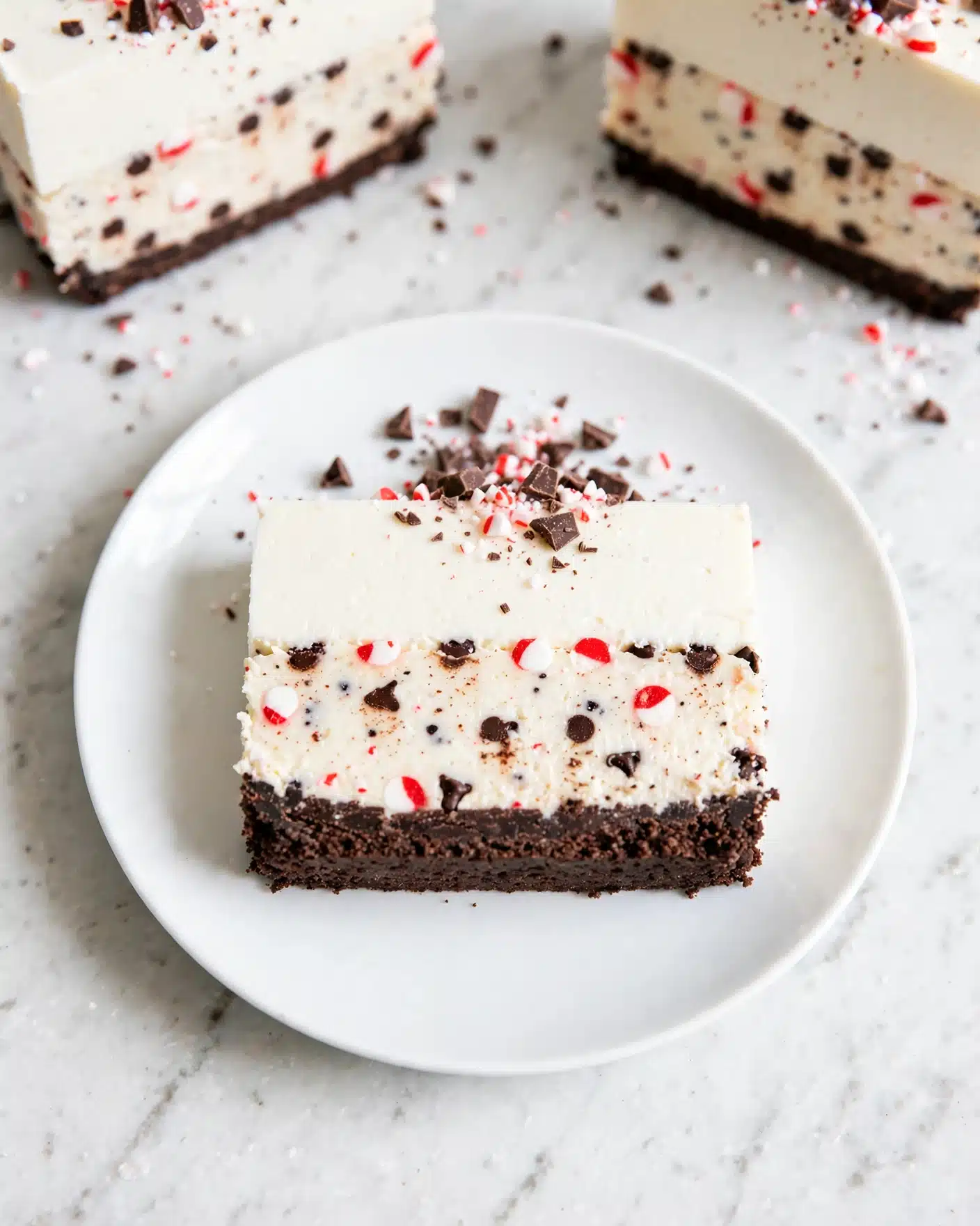 Peppermint Bark White Chocolate Mousse Cheesecake Recipe