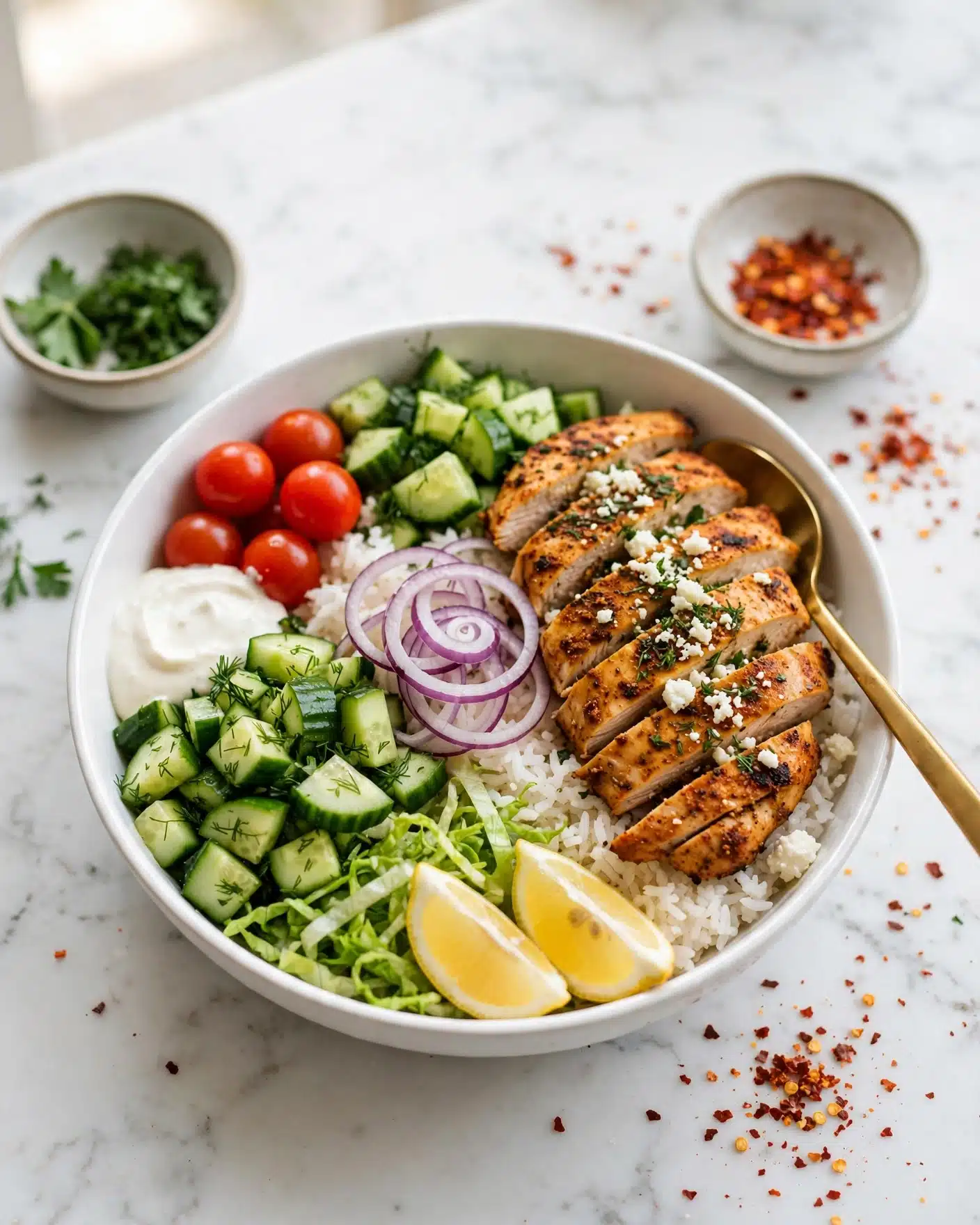 Greek Chicken Bowls with Tzatziki and Veggies Recipe