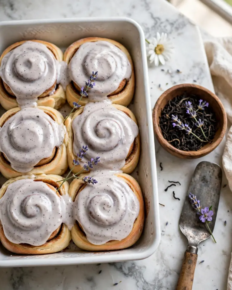 London Fog Rolls with Earl Grey Tea and Lavender Cream Cheese Frosting Recipe