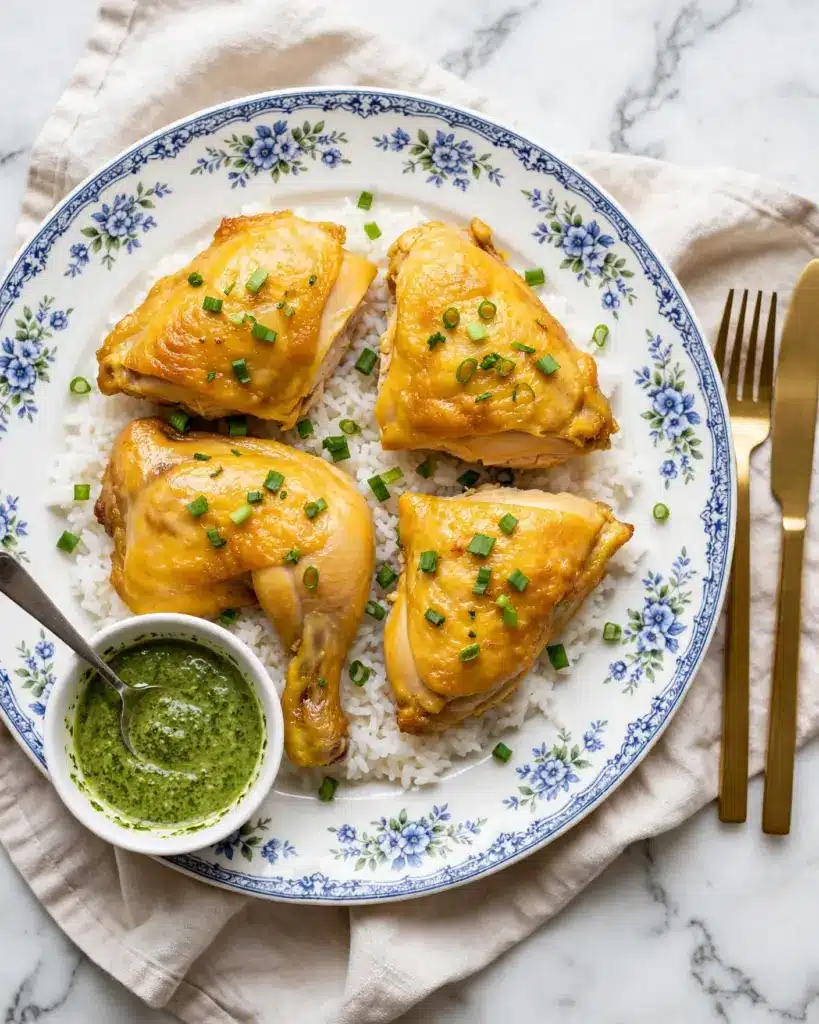Chinese Steamed Chicken with Ginger Scallion Sauce Recipe