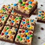 Cookie Dough Brownies: Fudgy Brownies Topped with Edible Cookie Dough and Colorful M&M’s Recipe