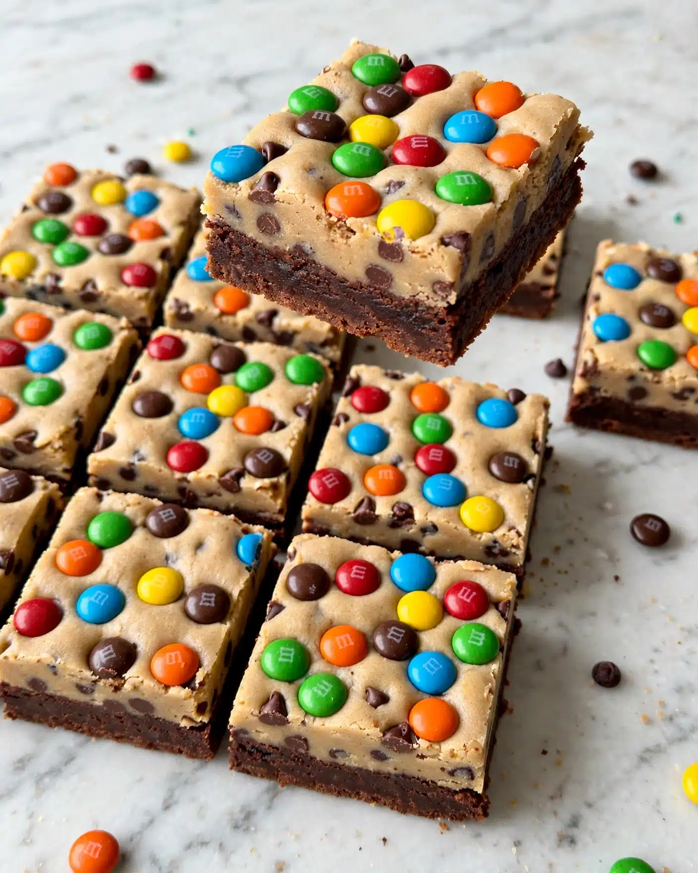 Cookie Dough Brownies: Fudgy Brownies Topped with Edible Cookie Dough and Colorful M&M’s Recipe