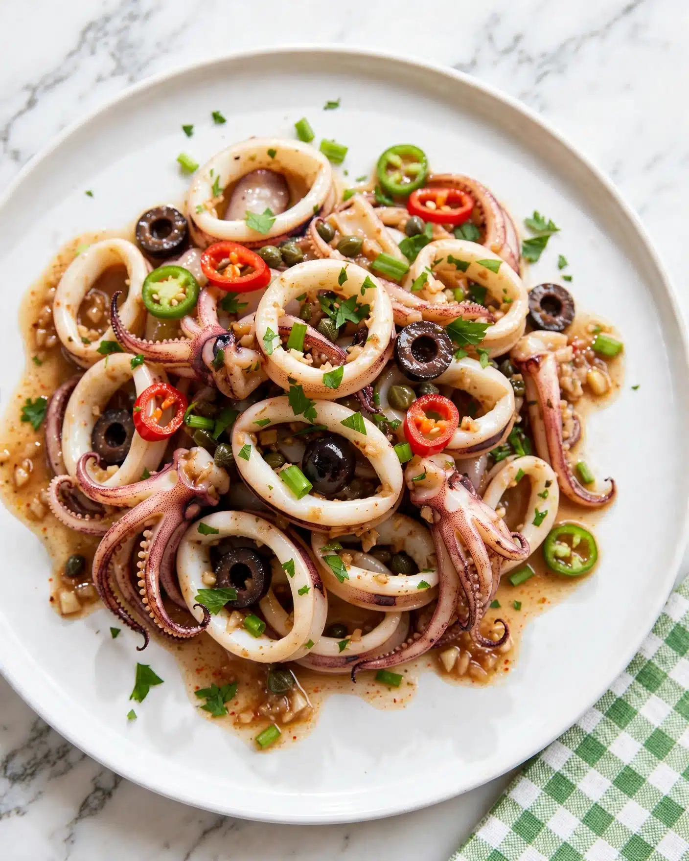 Quick and Easy Spicy Sautéed Calamari with Capers, Olives, and Herbed Breadcrumbs Recipe