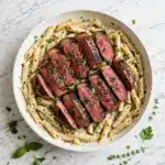 Creamy Garlic Steak Pasta Recipe