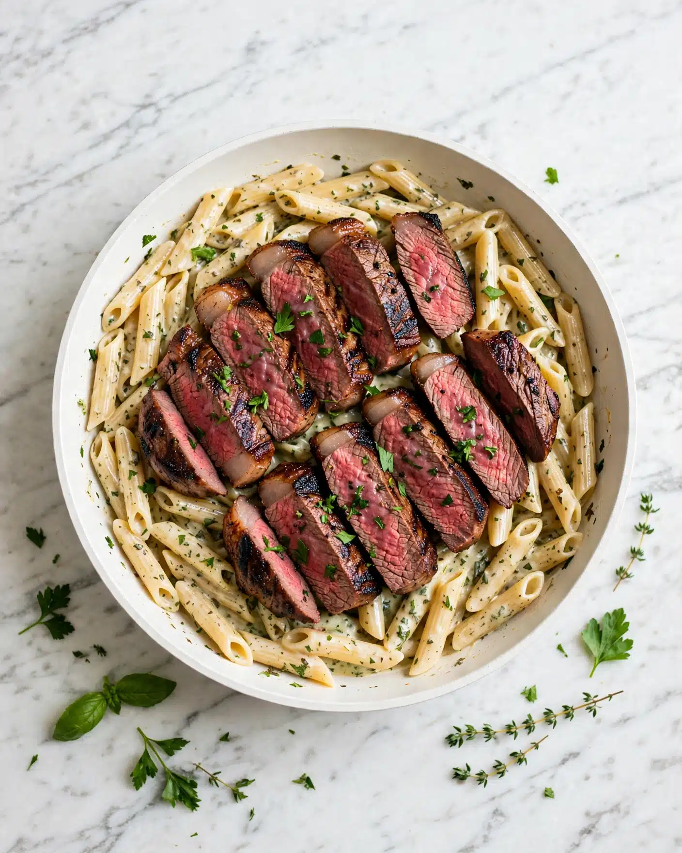Creamy Garlic Steak Pasta Recipe