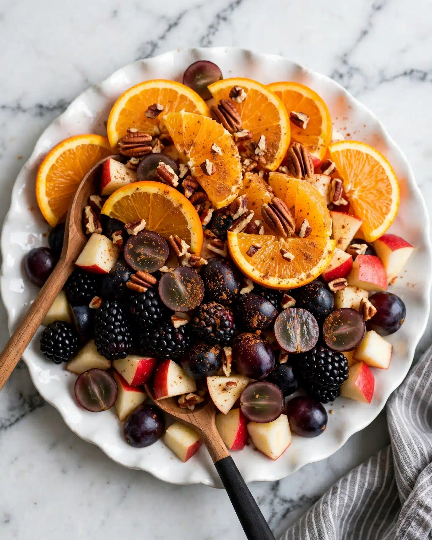 Fall Fruit Salad with Cinnamon Citrus Dressing and Toasted Pecans Recipe