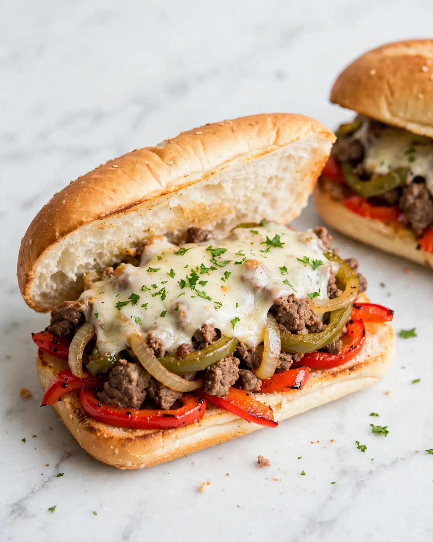 Philly Cheesesteak Recipe with Peppers and Onions Recipe