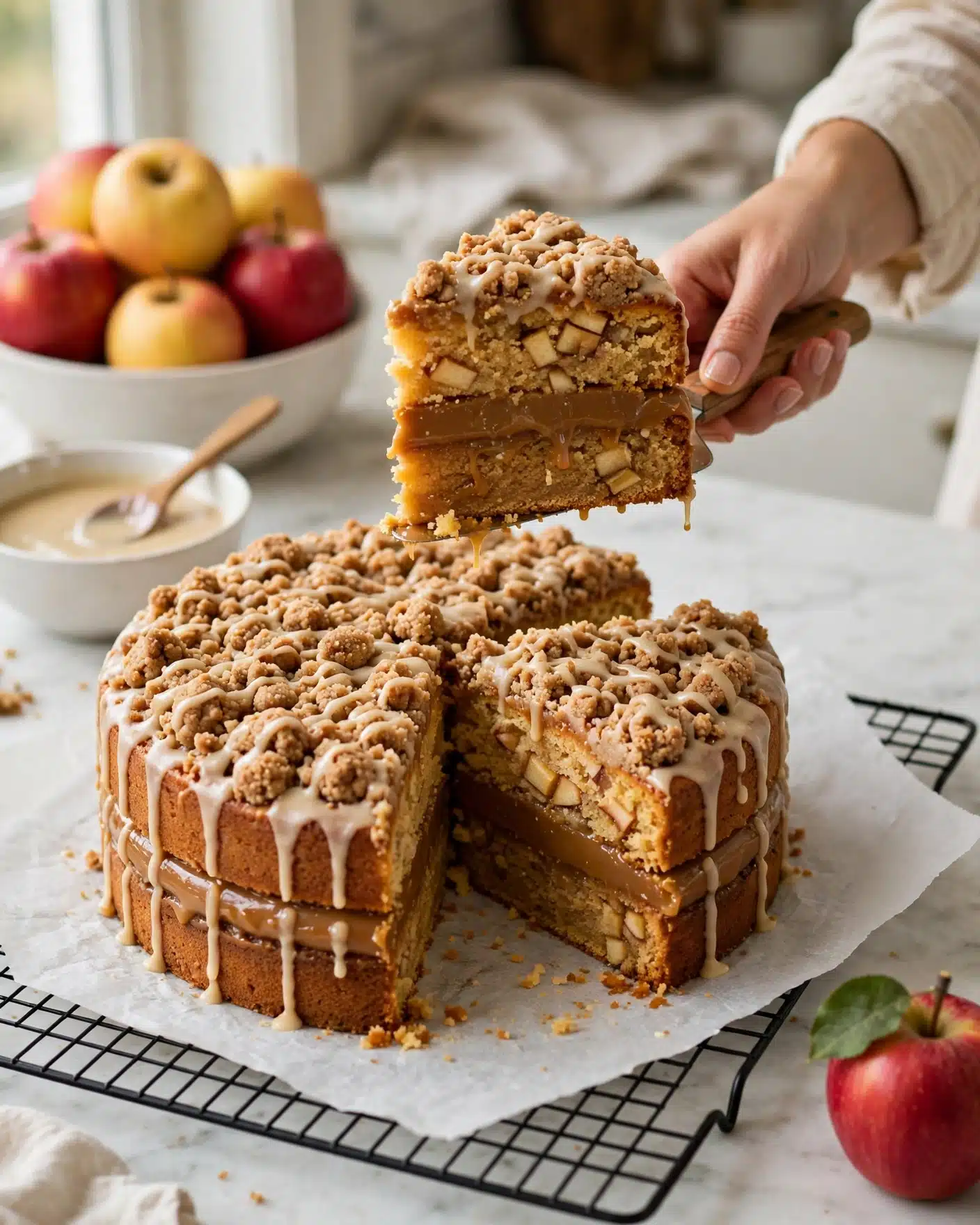 Vegan Apple Crumb Cake with Gooey Apple Butter Filling Recipe
