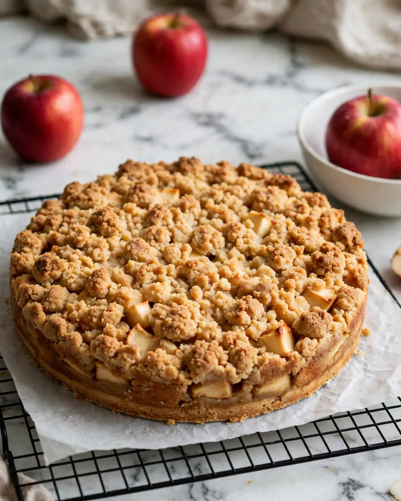 Vegan Apple Crumb Cake with Gooey Apple Butter Filling!